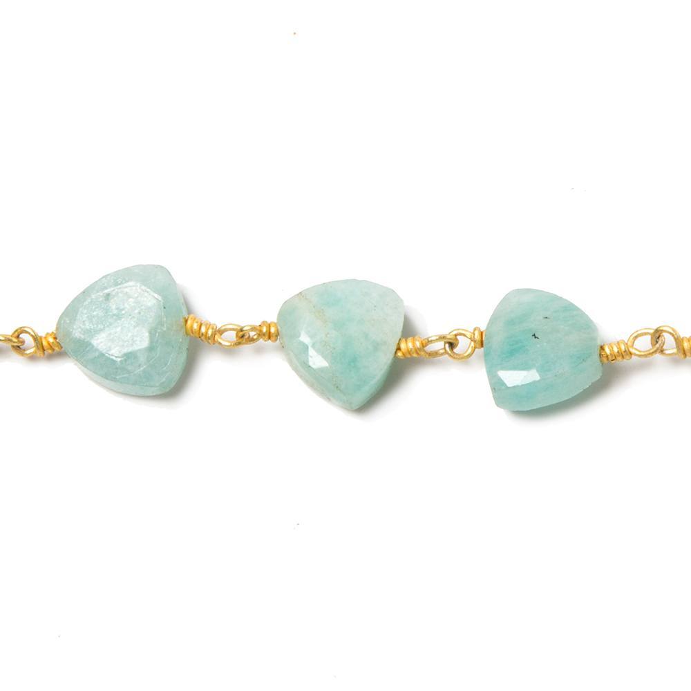 8mm Amazonite triangle Gold plated Chain by the foot 22pcs - Beadsofcambay.com