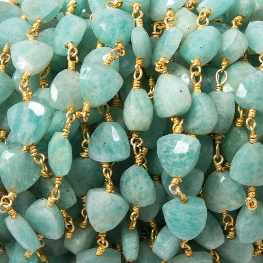 8mm Amazonite triangle Gold plated Chain by the foot 22pcs - Beadsofcambay.com