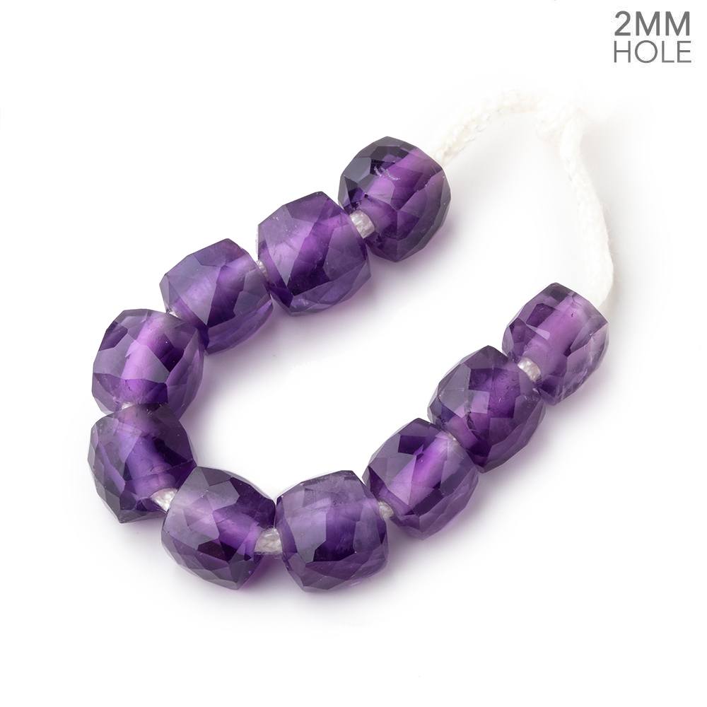 8mm Amethyst 2mm Large Hole Faceted Cube Beads Set of 10 - Beadsofcambay.com