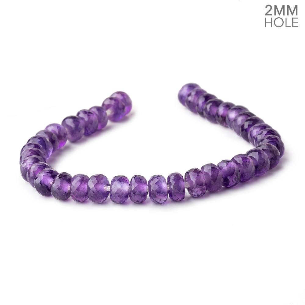 8mm Amethyst 2mm Large Hole Faceted Rondelles 8 inch 36 Beads - Beadsofcambay.com