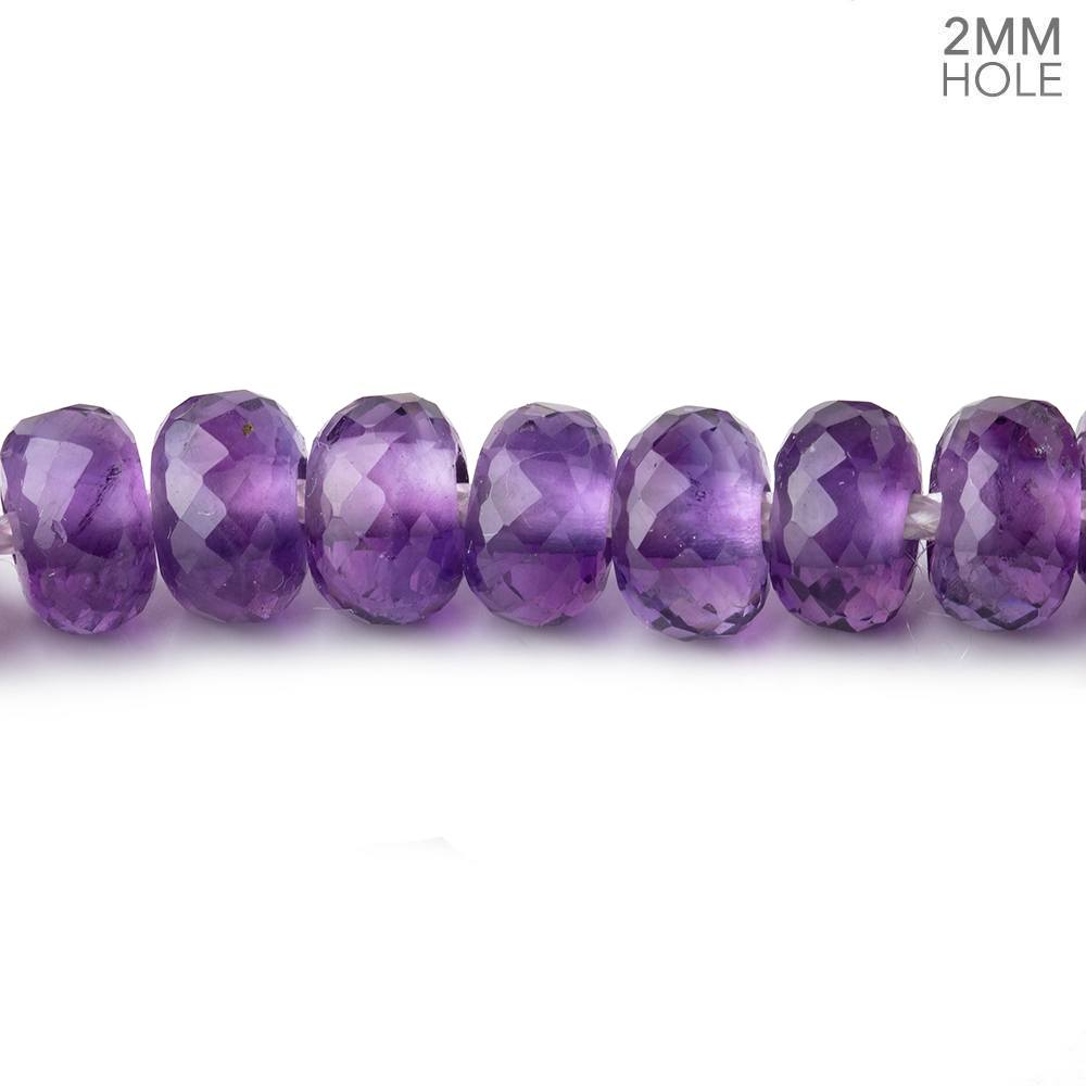 8mm Amethyst 2mm Large Hole Faceted Rondelles 8 inch 36 Beads - Beadsofcambay.com