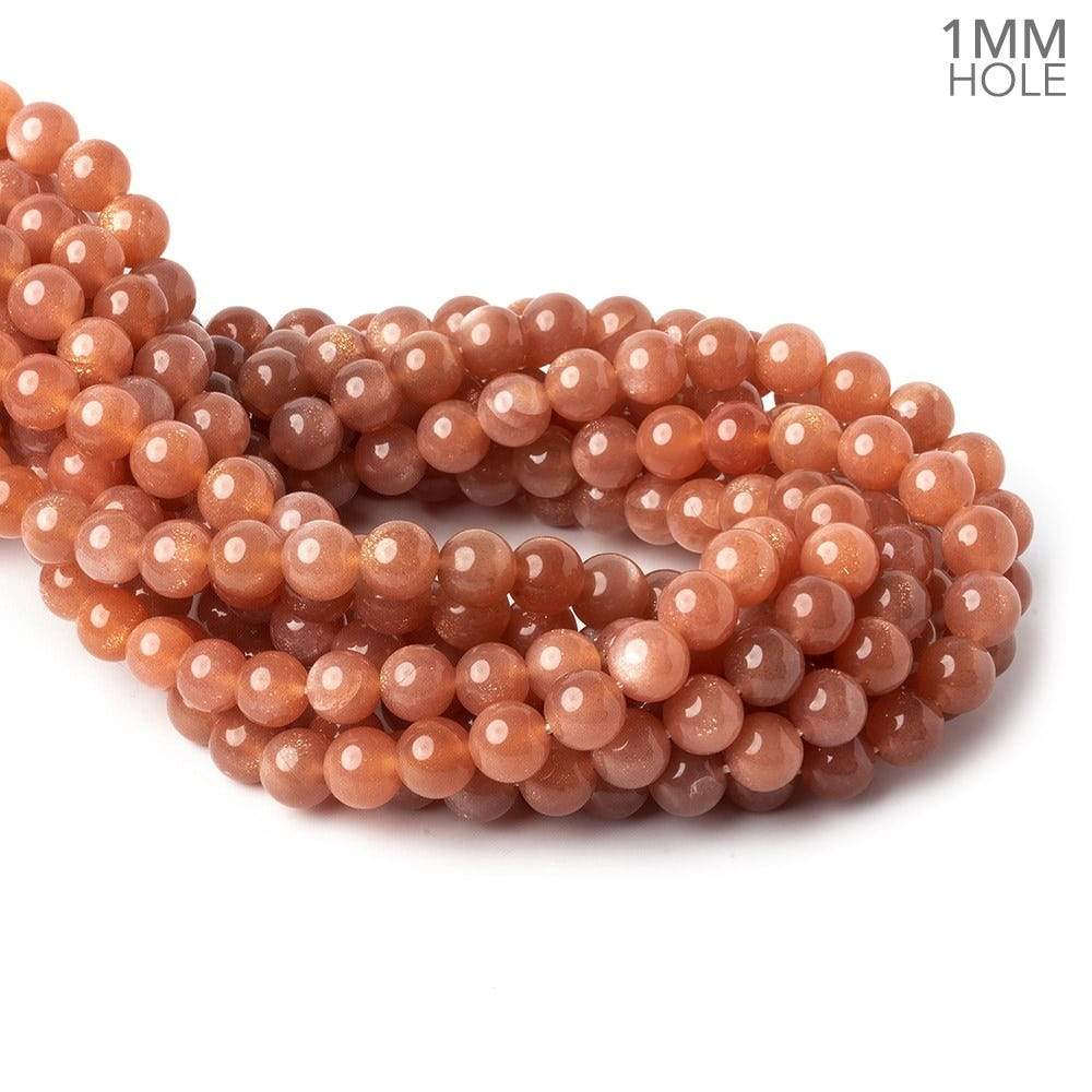 8mm Angel Skin Peach Moonstone plain round beads 16 inch 49 beads AA 1mm large hole - Beadsofcambay.com