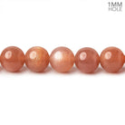 8mm Angel Skin Peach Moonstone plain round beads 16 inch 49 beads AA 1mm large hole - Beadsofcambay.com