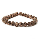8mm Antiqued Copper Bali Design Round 8 inch 27 pcs - Beadsofcambay.com