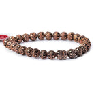 8mm Antiqued Copper Bead Cap Round Circle 8 inch 54 pcs - Beadsofcambay.com