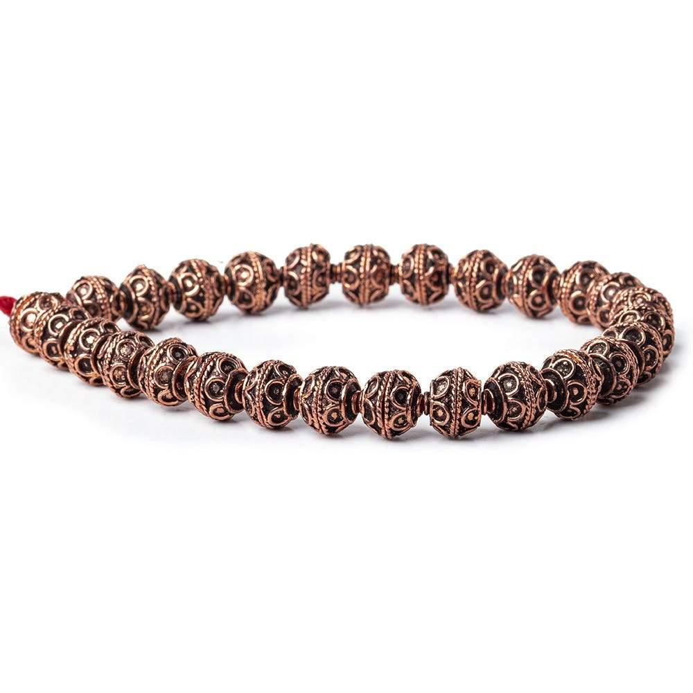 8mm Antiqued Copper Bead Cap Roval Petite Pesian Circle 8 inch 54 pcs - Beadsofcambay.com