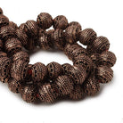 8mm Antiqued Copper Bead Miligrain Rings 8 inch 28 pcs - Beadsofcambay.com