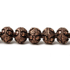 8mm Antiqued Copper Bead Miligrain Triangle & amp; Dot Design 8 inch 28 pcs - Beadsofcambay.com