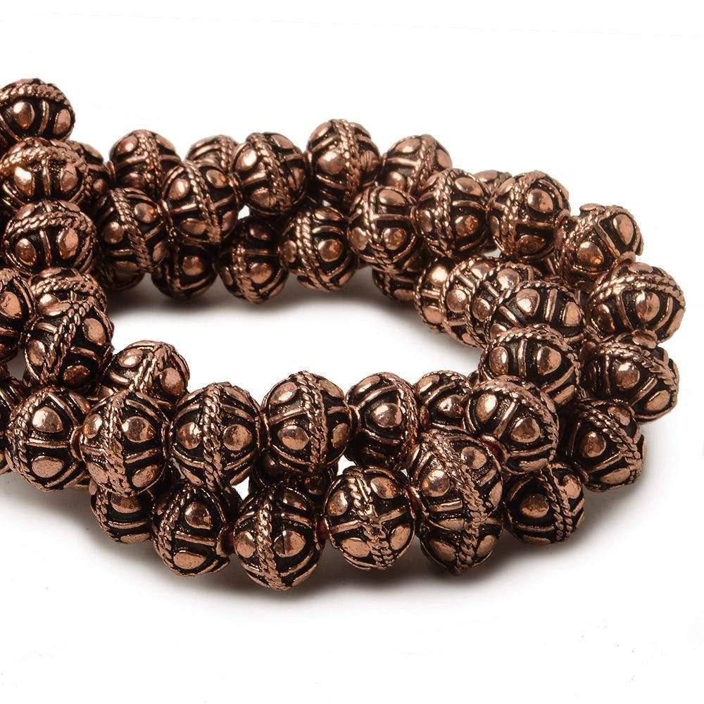 8mm Antiqued Copper Bead Round Dot 8 inch 28 pcs - Beadsofcambay.com