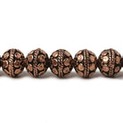8mm Antiqued Copper Bead Round Dot Design 8 inch 28 pcs - Beadsofcambay.com