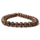 8mm Antiqued Copper Bead Round Dot Design 8 inch 28 pcs - Beadsofcambay.com