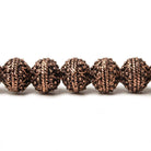 8mm Antiqued Copper Bead Round Miligrain Persian Design 8 inch 28 pcs - Beadsofcambay.com