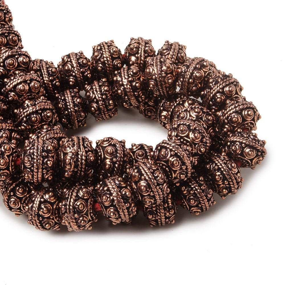 8mm Antiqued Copper Bead Roval Sphere Design 8 inch 28 pcs - Beadsofcambay.com
