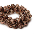 8mm Antiqued Copper Beads Roval Miligrain Triangle 8 inch 28 pcs - Beadsofcambay.com
