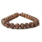 8mm Antiqued Copper Beads Roval Miligrain Triangle 8 inch 28 pcs - Beadsofcambay.com