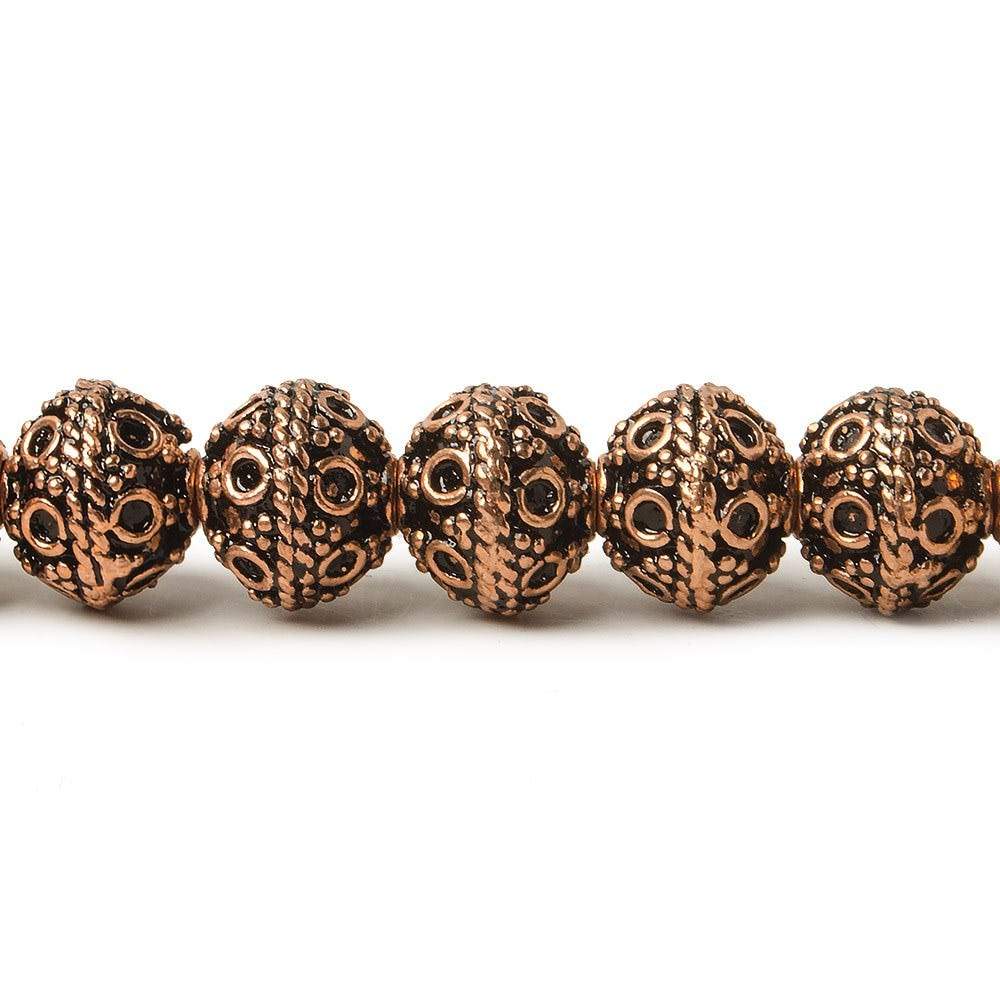 8mm Antiqued Copper Beads Roval Persian Circle 8 inch 28 pcs - Beadsofcambay.com