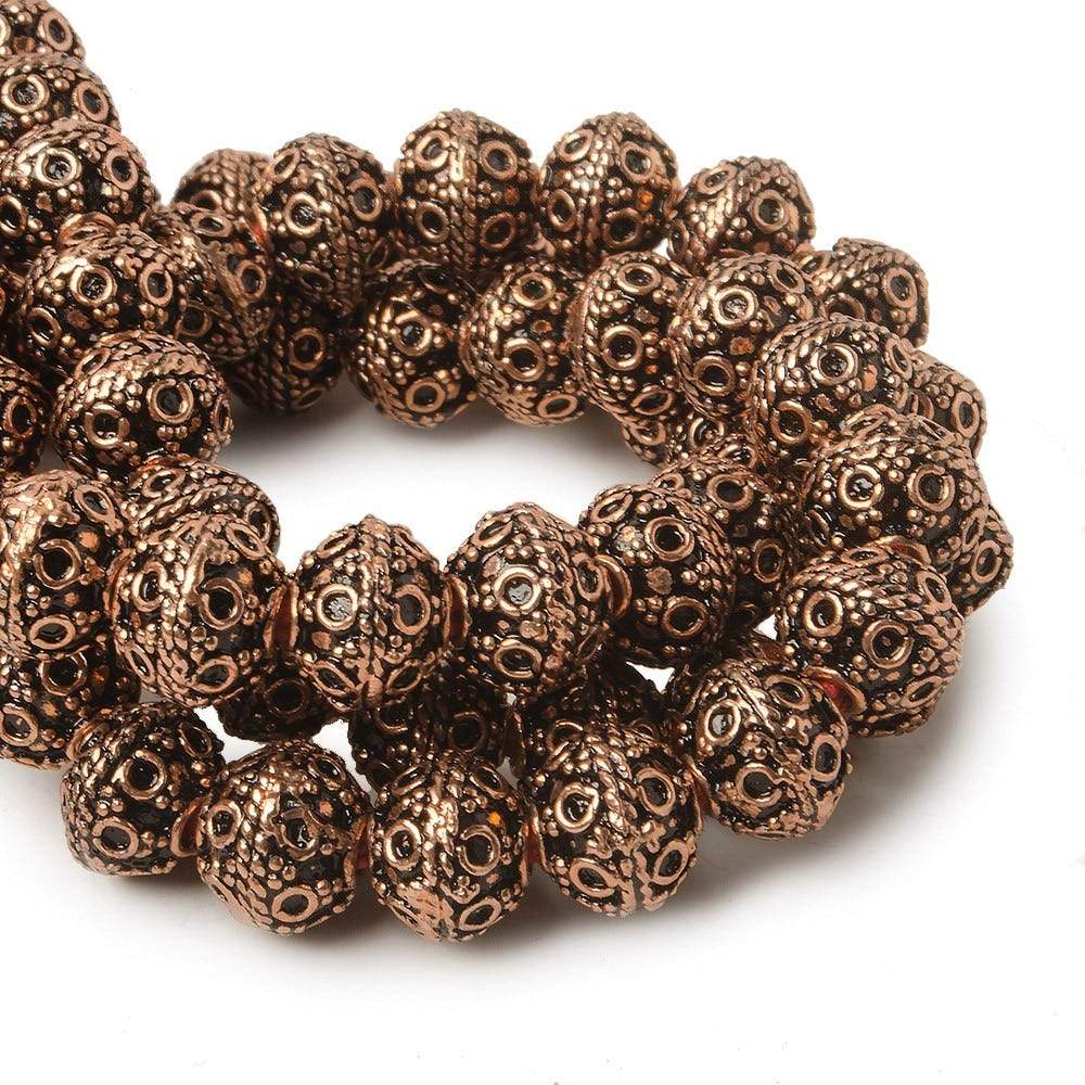 8mm Antiqued Copper Beads Roval Persian Circle 8 inch 28 pcs - Beadsofcambay.com