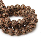 8mm Antiqued Copper Beads Roval Persian Circle 8 inch 28 pcs - Beadsofcambay.com