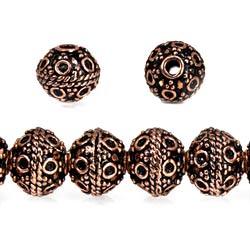 8mm Antiqued Copper Beads Roval Persian Circle 8 inch 28 pcs - Beadsofcambay.com