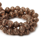 8mm Antiqued Copper Beads Roval Persian Circle and Dot 8 inch 28 pcs - Beadsofcambay.com