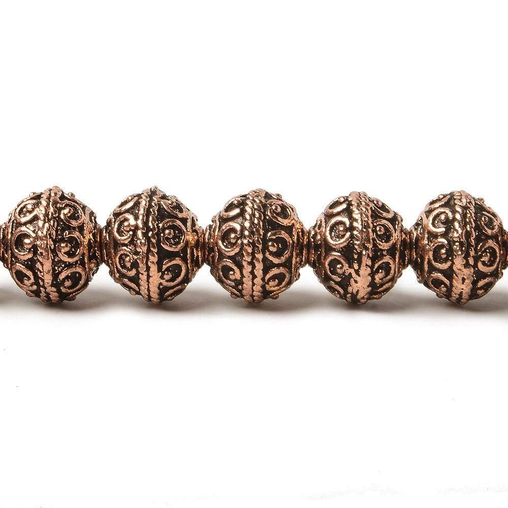8mm Antiqued Copper Beads Roval Persian Circle and Dot 8 inch 28 pcs - Beadsofcambay.com