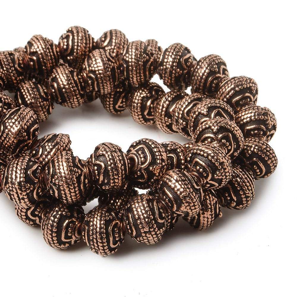 8mm Antiqued Copper Beads Roval Triple Leaf tip 8 inch 28 pcs - Beadsofcambay.com