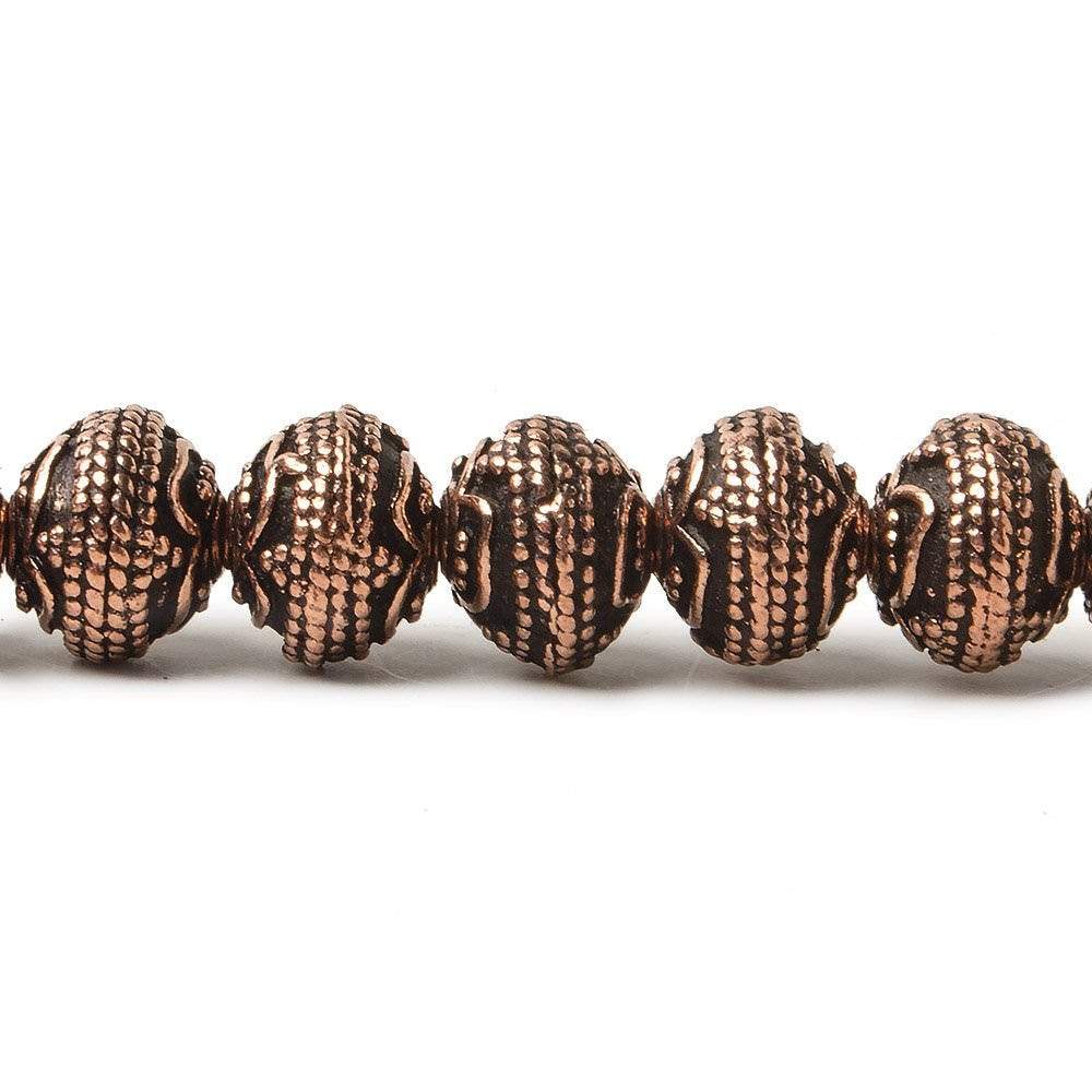 8mm Antiqued Copper Beads Roval Triple Leaf tip 8 inch 28 pcs - Beadsofcambay.com