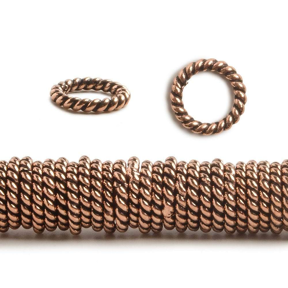 8mm Antiqued Copper Twisted Jump ring 8 inch 140 pcs - Beadsofcambay.com