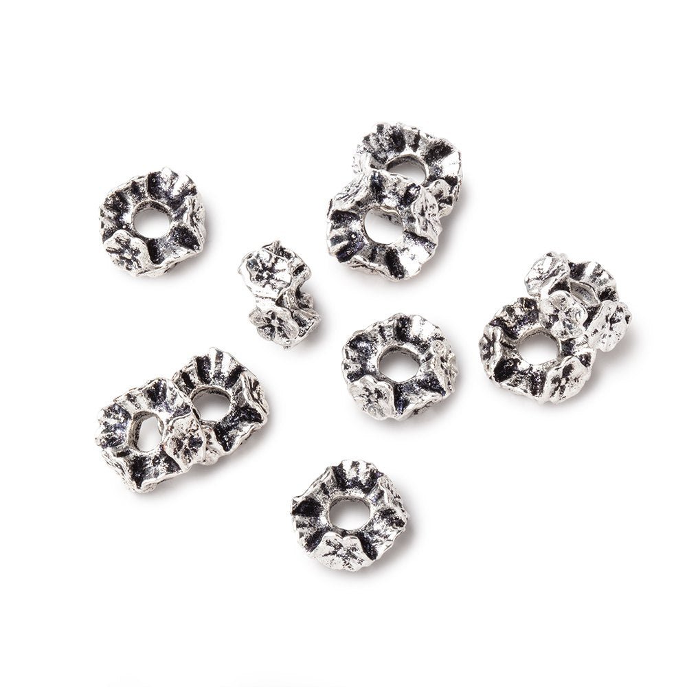 8mm Antiqued Silver Plated Copper Spacer Set of 10 Large Hole Beads - Beadsofcambay.com