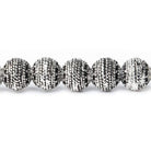 8mm Antiqued Sterling Silver plated Copper Bead Miligrain Rings 8 inch 28 pieces - Beadsofcambay.com