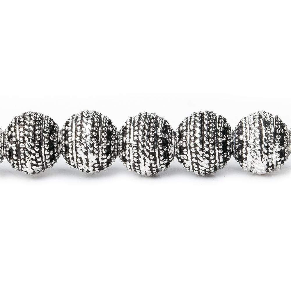 8mm Antiqued Sterling Silver plated Copper Bead Miligrain Rings 8 inch 28 pieces - Beadsofcambay.com