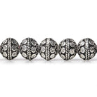8mm Antiqued Sterling Silver plated Copper Bead Round Dot Design 8 inch 28 pcs - Beadsofcambay.com