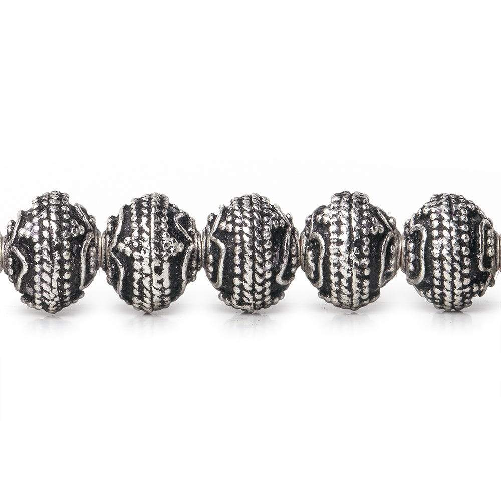 8mm Antiqued Sterling Silver Plated Copper Bead Roval, Four Leaf Tip 8 inch 28 pieces - Beadsofcambay.com