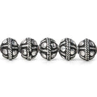 8mm Antiqued Sterling Silver Plated Copper Bead Roval, Pear Design 8 inch 28 pcs - Beadsofcambay.com