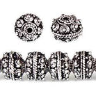 8mm Antiqued Sterling Silver plated Copper Bead Roval Sphere Design 8 inch 28 pcs - Beadsofcambay.com