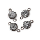 8mm Black Gold Bezel Metallic Platinum Drusy Coin Connector Set of 4 Pieces - Beadsofcambay.com