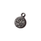 8mm Black Gold Bezel Metallic Platinum Drusy Coin Pendant 1 piece - Beadsofcambay.com