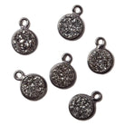 8mm Black Gold Bezel Metallic Platinum Drusy Coin Pendant 1 piece - Beadsofcambay.com