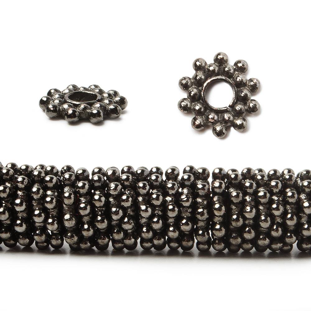 8mm Black Gold Plated Copper Daisy Spacer Beads 2mm ID 8 inch 145 beads - Beadsofcambay.com