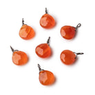 8mm Black Gold Wire Wrapped Orange Chalcedony Faceted Heart 1 Focal Pendant - Beadsofcambay.com