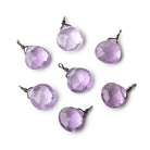 8mm Black Gold Wire Wrapped Pink Amethyst Faceted Heart 1 Focal Pendant - Beadsofcambay.com