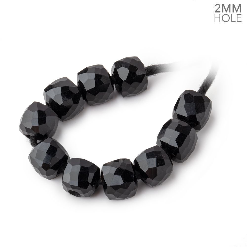 8mm Black Onyx 2mm Large Hole Faceted Cube Beads Set of 10 - Beadsofcambay.com