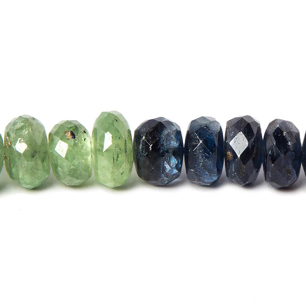 8mm Blue and Green Kyanite Faceted Rondelle Beads 16.5 inch 95 beads - Beadsofcambay.com
