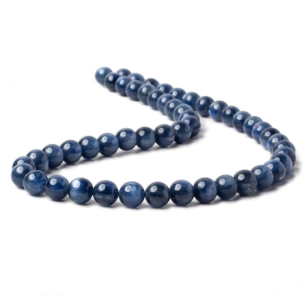 8mm Blue Kyanite Plain Rounds 16 inch 51 beads AA - Beadsofcambay.com