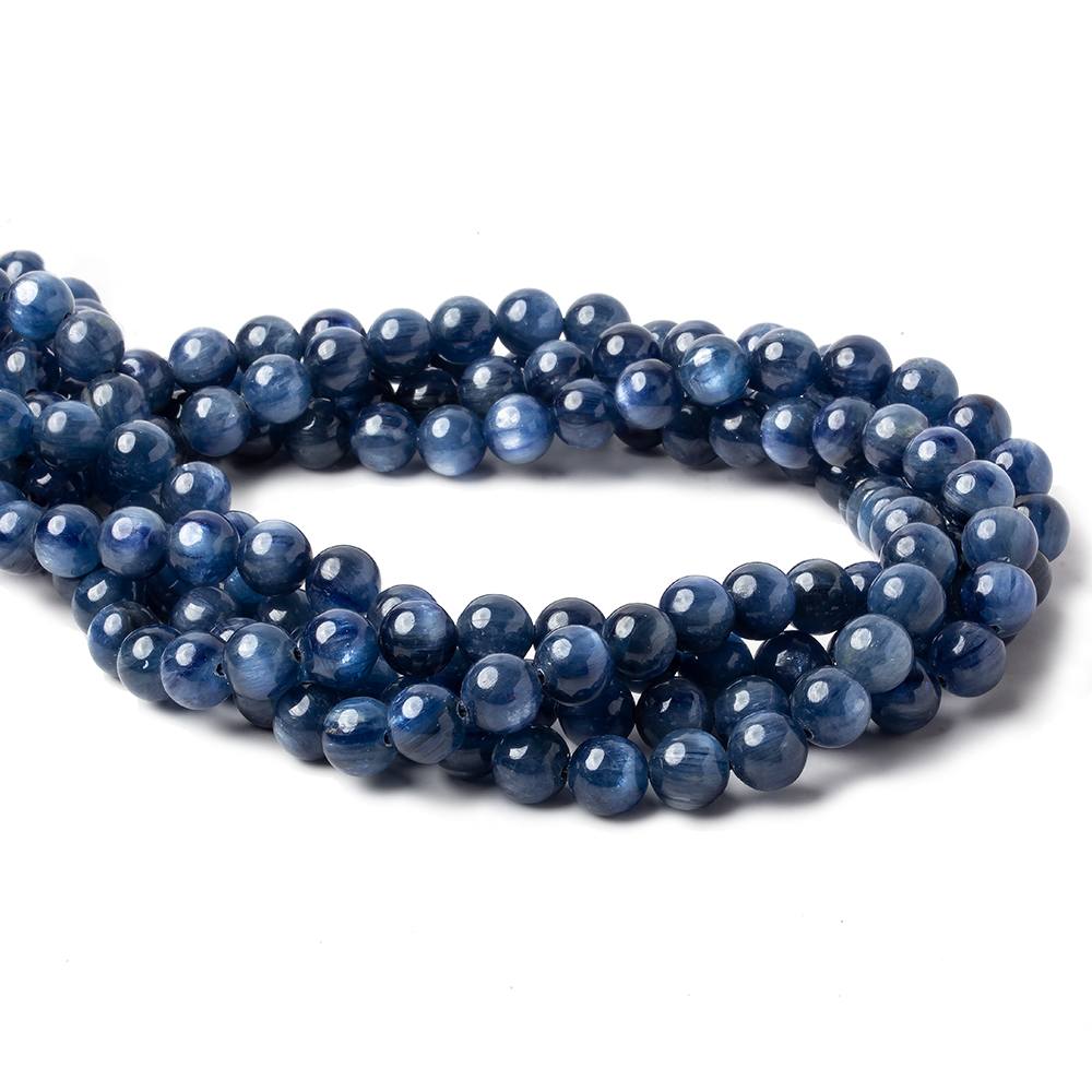 8mm Blue Kyanite Plain Rounds 16 inch 51 beads AA - Beadsofcambay.com
