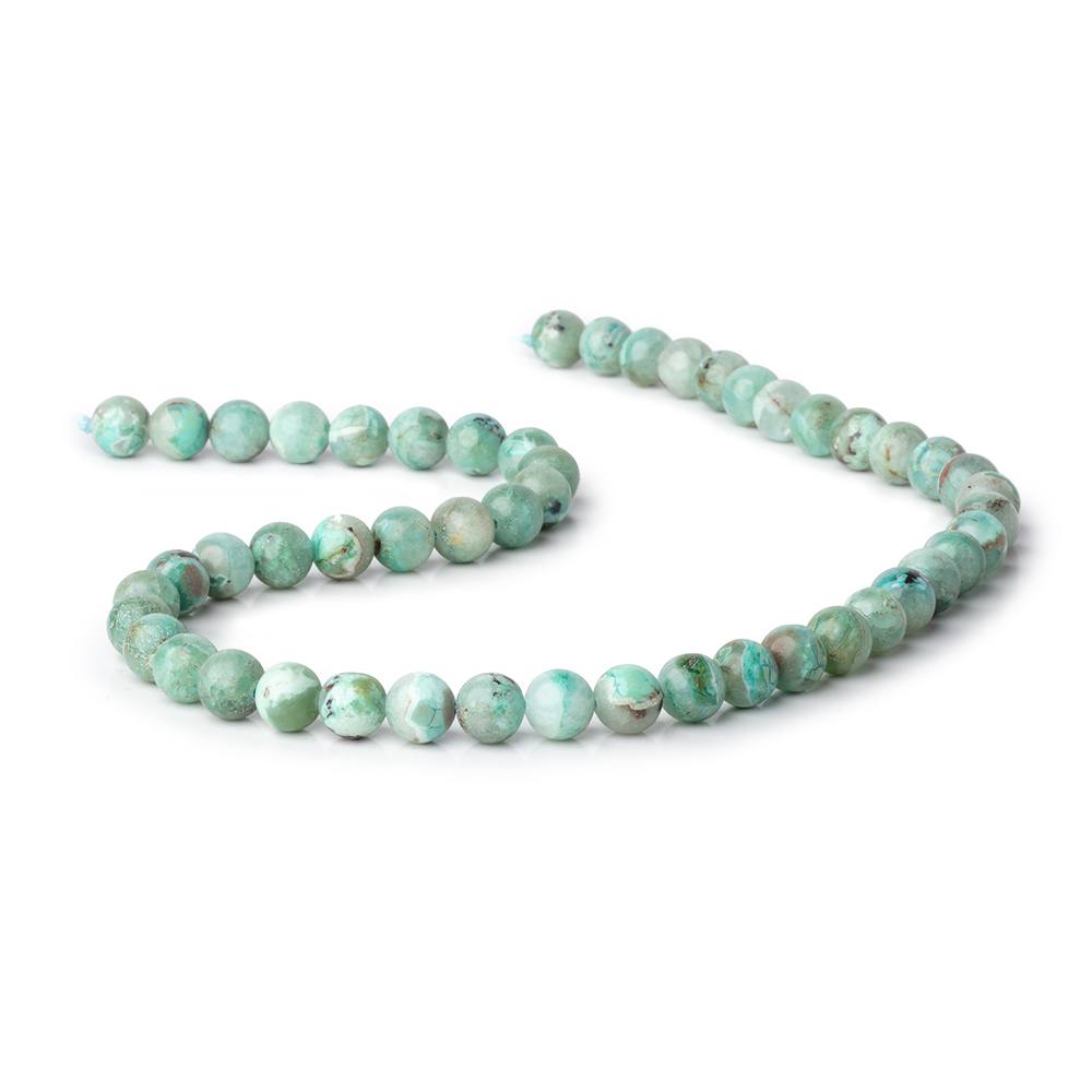 8mm Blue Peruvian Opal Plain Round Beads 16 inch 51 pieces 1mm hole - Beadsofcambay.com