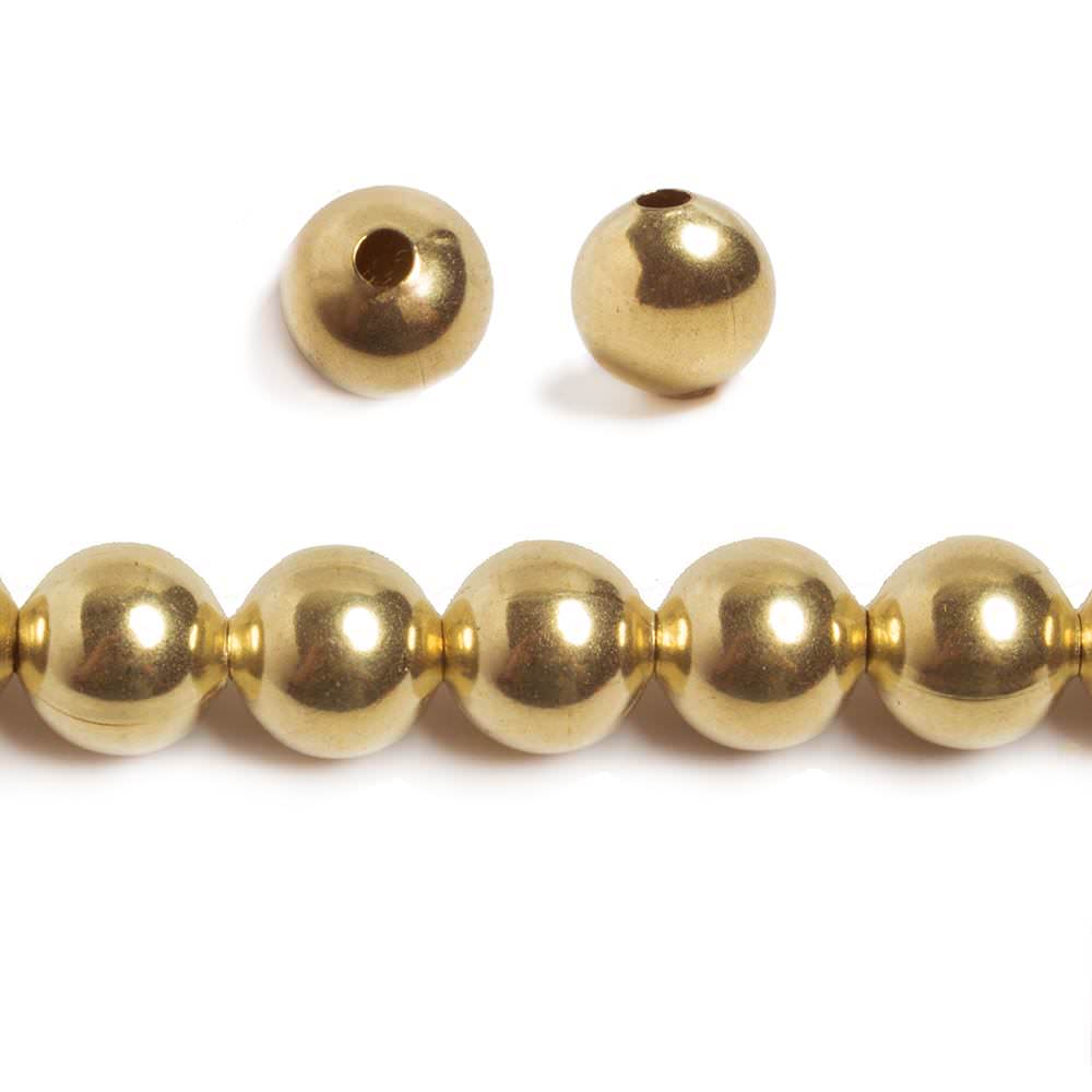 8mm Brass plain round beads 8 inch 28 pieces - Beadsofcambay.com