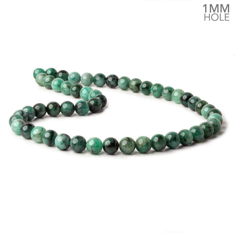 8mm Brazilian Emerald Plain Round Beads 16 inch 51 pieces 1mm Hole - Beadsofcambay.com