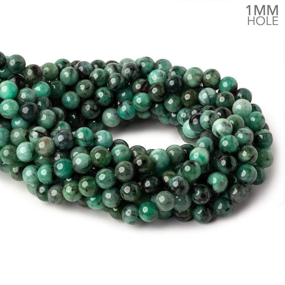 8mm Brazilian Emerald Plain Round Beads 16 inch 51 pieces 1mm Hole - Beadsofcambay.com