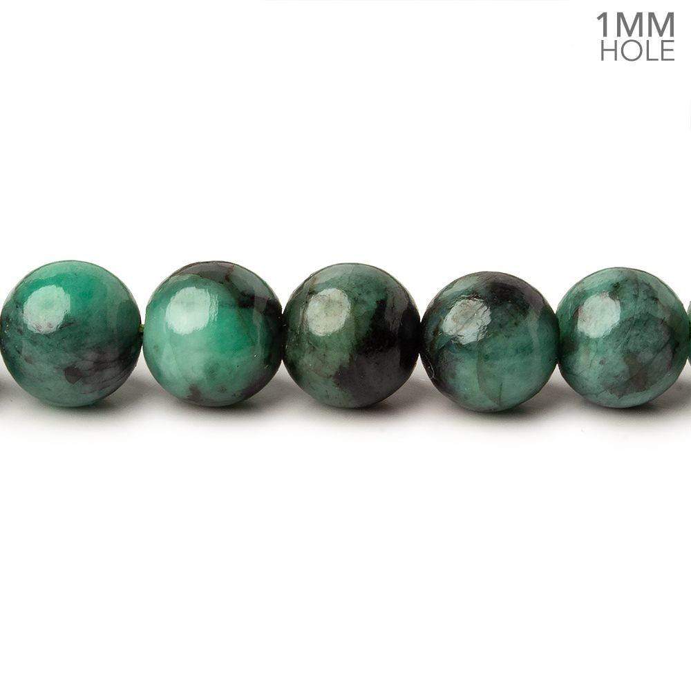 8mm Brazilian Emerald Plain Round Beads 16 inch 51 pieces 1mm Hole - Beadsofcambay.com